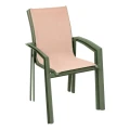 Krzesło ogrodowe do sztaplowania z wysokim oparciem i podłokietnikami Axant, Linen Laurel Green - Hesperide