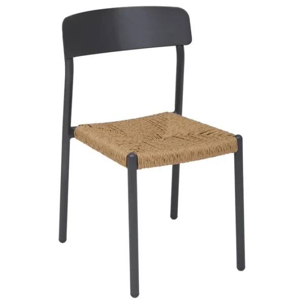 Krzesło ogrodowe z plecionym siedziskiem Wistty, Graphite - Hesperide