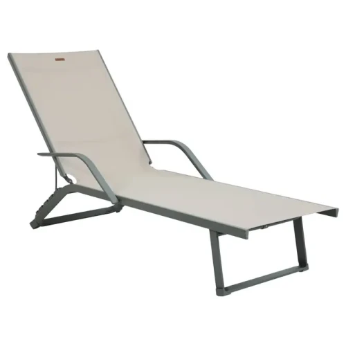 Leżak ogrodowy rozkładany na płasko Bayamo,  Linen Laurel Green - Hesperide