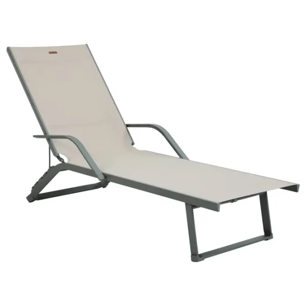 Leżak ogrodowy rozkładany na płasko Bayamo, Linen Laurel Green - Hesperide