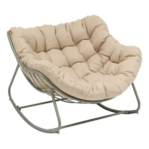 Bujany fotel ogrodowy w kształcie jajka Paopao, Beige Laurel Green - Hesperide