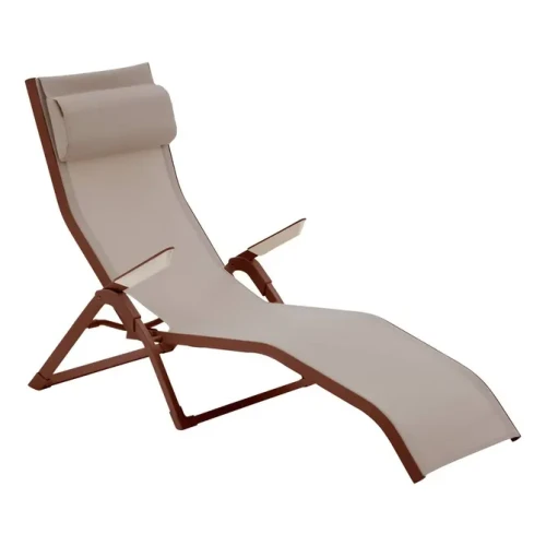 Leżak ogrodowy składany Decima, Linen Mahogany - Hesperide