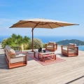 Parasol ogrodowy na wysięgniku prostokątny 4x3 m Melhia z tkaniną olefin, Linen Mahogany - Hesperide