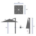 Parasol ogrodowy na wysięgniku prostokątny 4x3 m Melhia z tkaniną olefin, Graphite - Hesperide