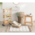 Drewniany taboret z półką z bambusa, naturalny - 5five