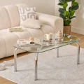 Stolik kawowy owalny szklany Hecate Silver 110x60 - Atmosphera