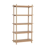 Prosty regał z litego dębu i forniru dębowego 80x39x150 cm Epoch Natural - Hubsch