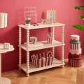 Regał niski otwarty z MDF i drewna sosnowego 75x34x75 cm, ivory - Atmosphera