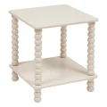Stolik boczny kwadratowy z toczonymi nogami 40x40x45 cm MDF i drewno sosnowe, ivory - Atmosphera