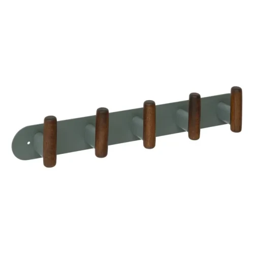 Wieszak na ścianę z drewnianymi końcówkami 40 cm, zielony - 5five