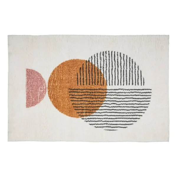 Chodniczek ze sztucznego futra z geometrycznym wzorem kół 90×60 cm - Atmosphera