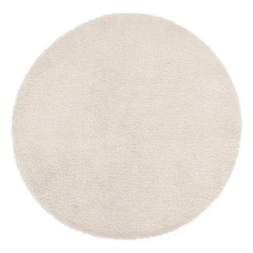 Miękki okrągły dywanik z efektem futra 80 cm, kremowy - Atmosphera