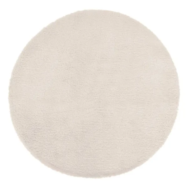 Miękki okrągły dywanik z efektem futra 80 cm, kremowy - Atmosphera