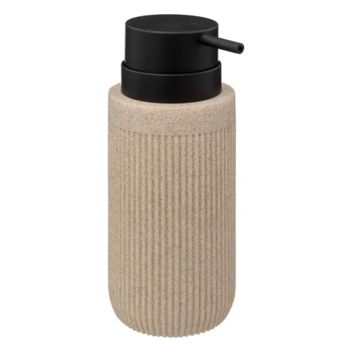 Dozownik do mydła z rowkowanym motywem z żywicy 310 ml, beżowy - 5five
