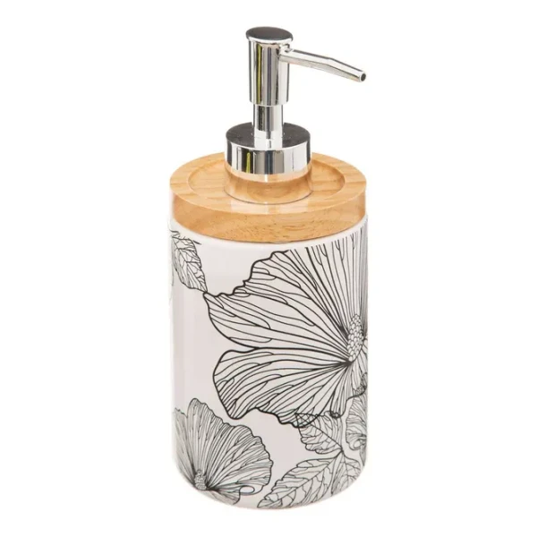Ceramiczny dozownik do mydła z motywem kwiatowym 400 ml - 5five