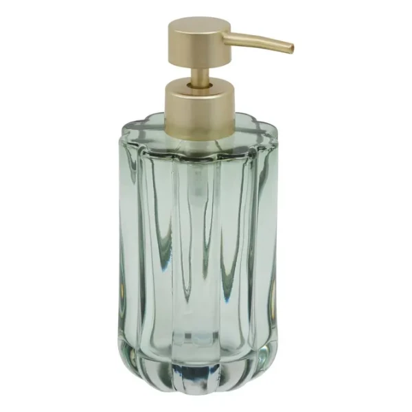 Szklany dozownik do mydła z wypukłym wzorem 300 ml, zielony - 5five