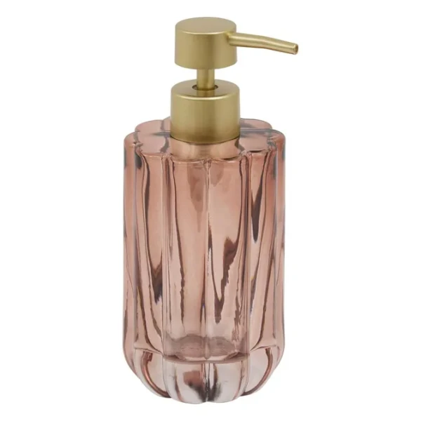 Szklany dozownik do mydła z wypukłym wzorem 300 ml, amber - 5five