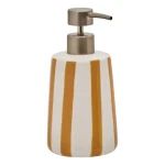 Dozownik do mydła ceramiczny w paski Strio 400 ml, żółty - 5five