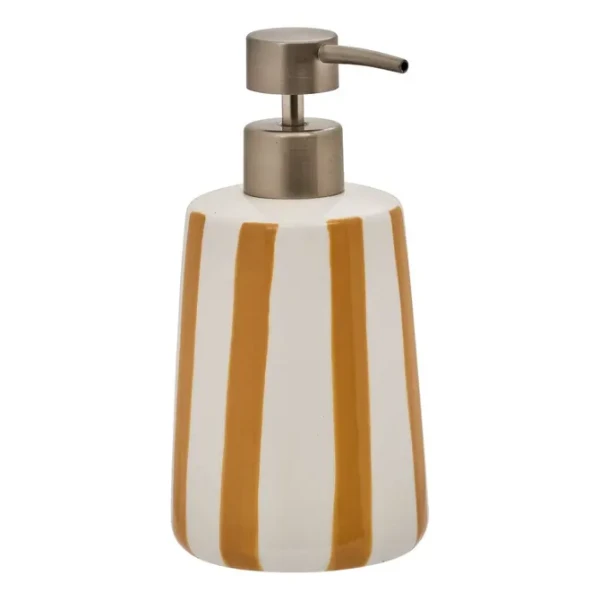 Dozownik do mydła ceramiczny w paski Strio 400 ml, żółty - 5five