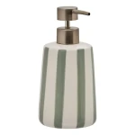Dozownik do mydła ceramiczny w paski Strio 400 ml, zielony - 5five