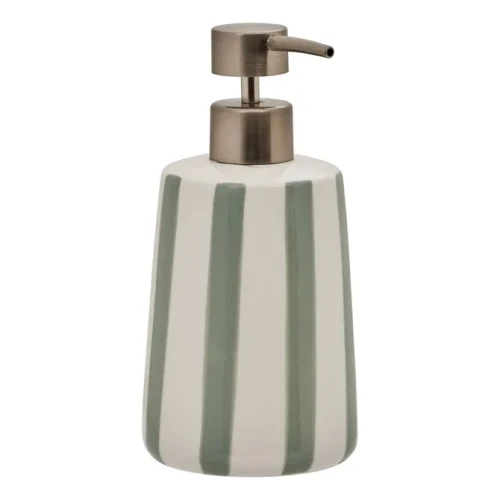 Dozownik do mydła ceramiczny w paski Strio 400 ml, zielony - 5five