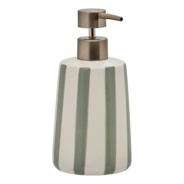 Dozownik do mydła ceramiczny w paski Strio 400 ml, zielony - 5five