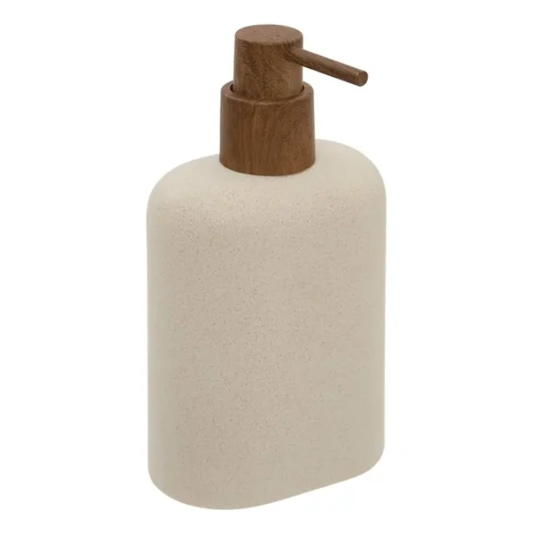 Dozownik do mydła o obłej prostokątnej formie Argileo 350 ml, beżowy - 5five