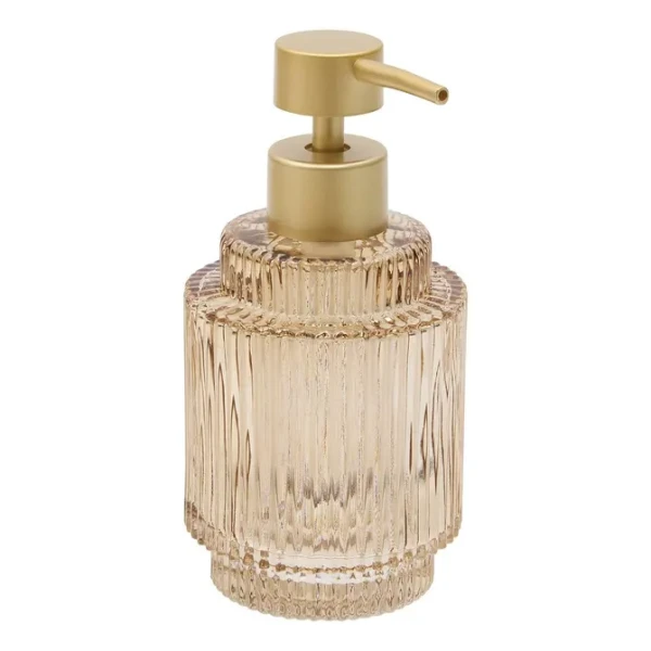 Dozownik do mydła szklany ryflowany Solis 300 ml, amber - 5five