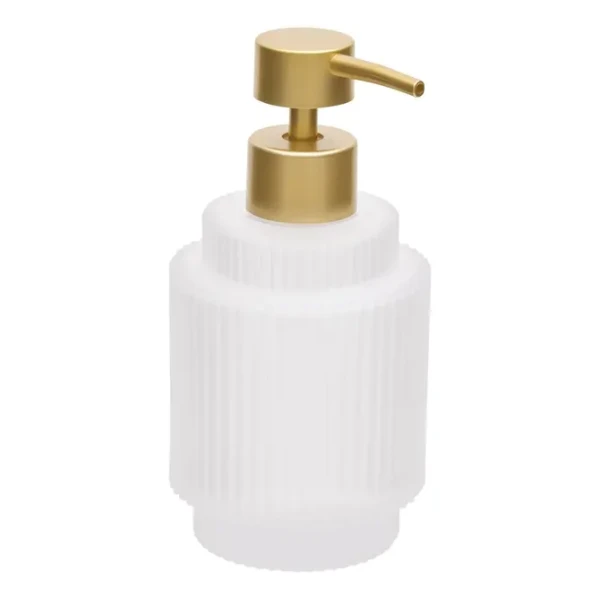 Dozownik do mydła szklany ryflowany Solis 300 ml, transparentny - 5five
