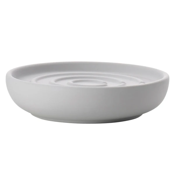 Porcelanowa mydelniczka okrągła Nova, Soft Grey jasnoszara - Zone Denmark