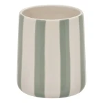 Kubek na szczoteczki do zębów ceramiczny w paski Strio, zielony - 5five