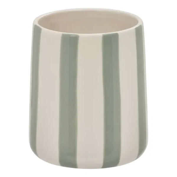 Kubek na szczoteczki do zębów ceramiczny w paski Strio, zielony - 5five