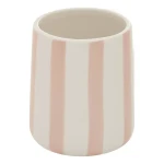 Kubek na szczoteczki do zębów ceramiczny w paski Strio, różowy - 5five