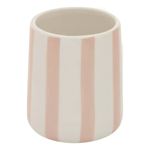 Kubek na szczoteczki do zębów ceramiczny w paski Strio, różowy - 5five