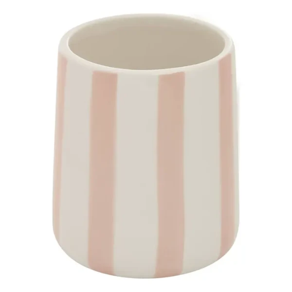 Kubek na szczoteczki do zębów ceramiczny w paski Strio, różowy - 5five