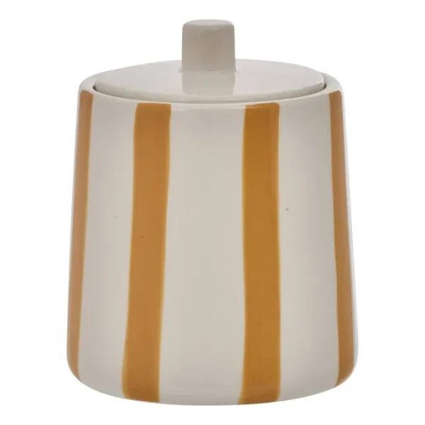 Pojemnik na waciki i patyczki Strio ceramiczny, żółty - 5five