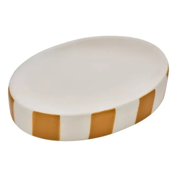 Mydelniczka ceramiczna w paski Strio, żółta - 5five