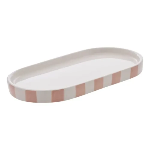 Ceramiczna taca łazienkowa Strio, różowa - 5five