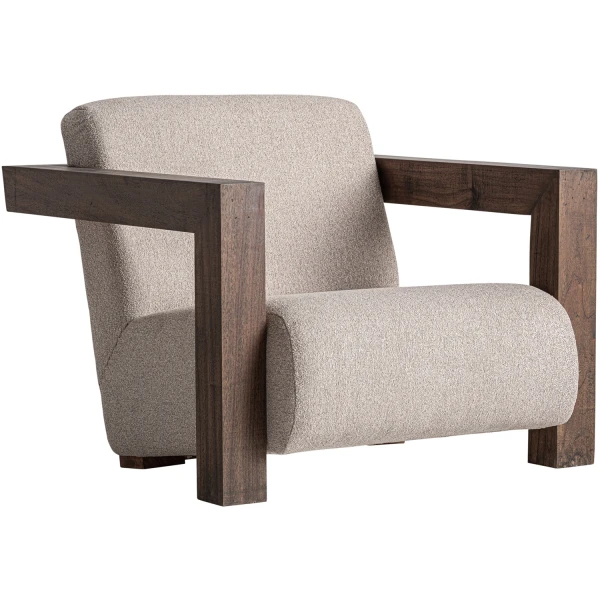 Designerski fotel tapicerowany z drewnianą ramą Virazel - Vical