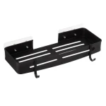 Aluminiowa półka pod prysznic bez wiercenia z haczykami, czarna - 5five