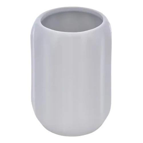 Ceramiczny kubek na szczoteczki z reliefowym wzorem Colorama, biały - 5five
