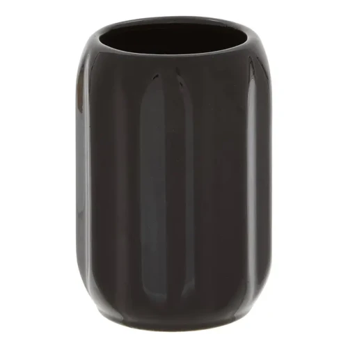 Ceramiczny kubek na szczoteczki z reliefowym wzorem Colorama, czarny - 5five
