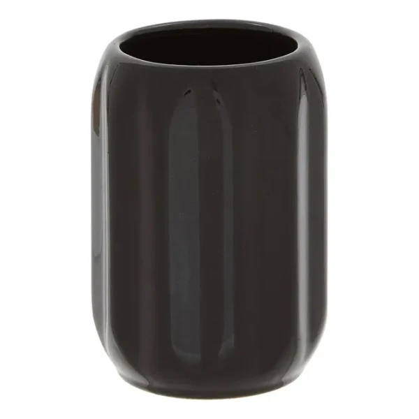 Ceramiczny kubek na szczoteczki z reliefowym wzorem Colorama, czarny - 5five