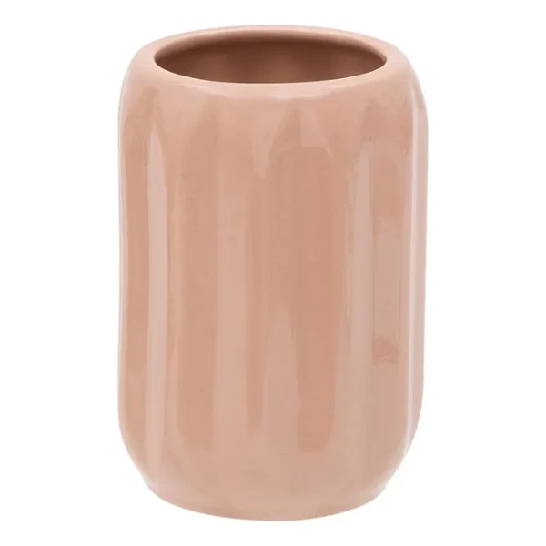Ceramiczny kubek na szczoteczki z reliefowym wzorem Colorama, różowy - 5five