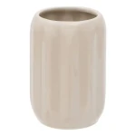 Ceramiczny kubek na szczoteczki z reliefowym wzorem Colorama, beżowy - 5five