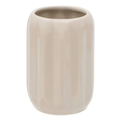 Ceramiczny kubek na szczoteczki z reliefowym wzorem Colorama, beżowy - 5five