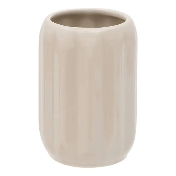 Ceramiczny kubek na szczoteczki z reliefowym wzorem Colorama, beżowy - 5five
