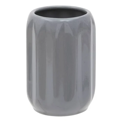 Ceramiczny kubek na szczoteczki z reliefowym wzorem Colorama, szary - 5five