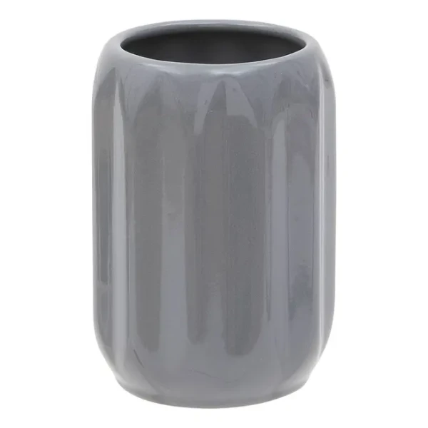 Ceramiczny kubek na szczoteczki z reliefowym wzorem Colorama, szary - 5five