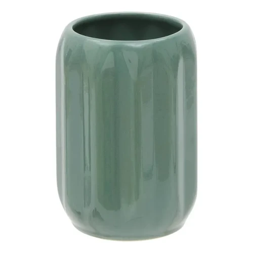 Ceramiczny kubek na szczoteczki z reliefowym wzorem Colorama, zielony - 5five